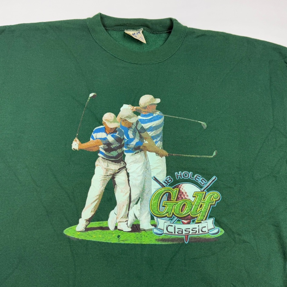 Vintage Golf Classic Mens Crewneck Sweatshirt XL 90s Made in USA Green B5 - Picture 5 of 8